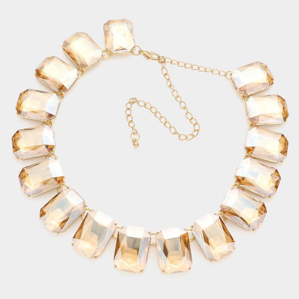 Emerald Cut Stone Link Evening Necklace - Jewelry Store by Erik Rayo