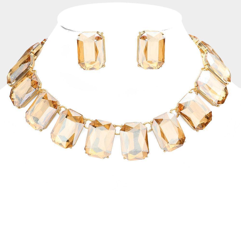 Emerald Cut Stone Link Evening Necklace - Jewelry Store by Erik Rayo