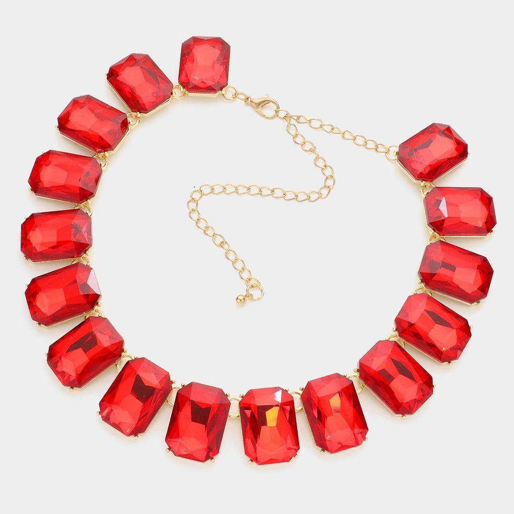 Emerald Cut Stone Link Evening Necklace - Jewelry Store by Erik Rayo