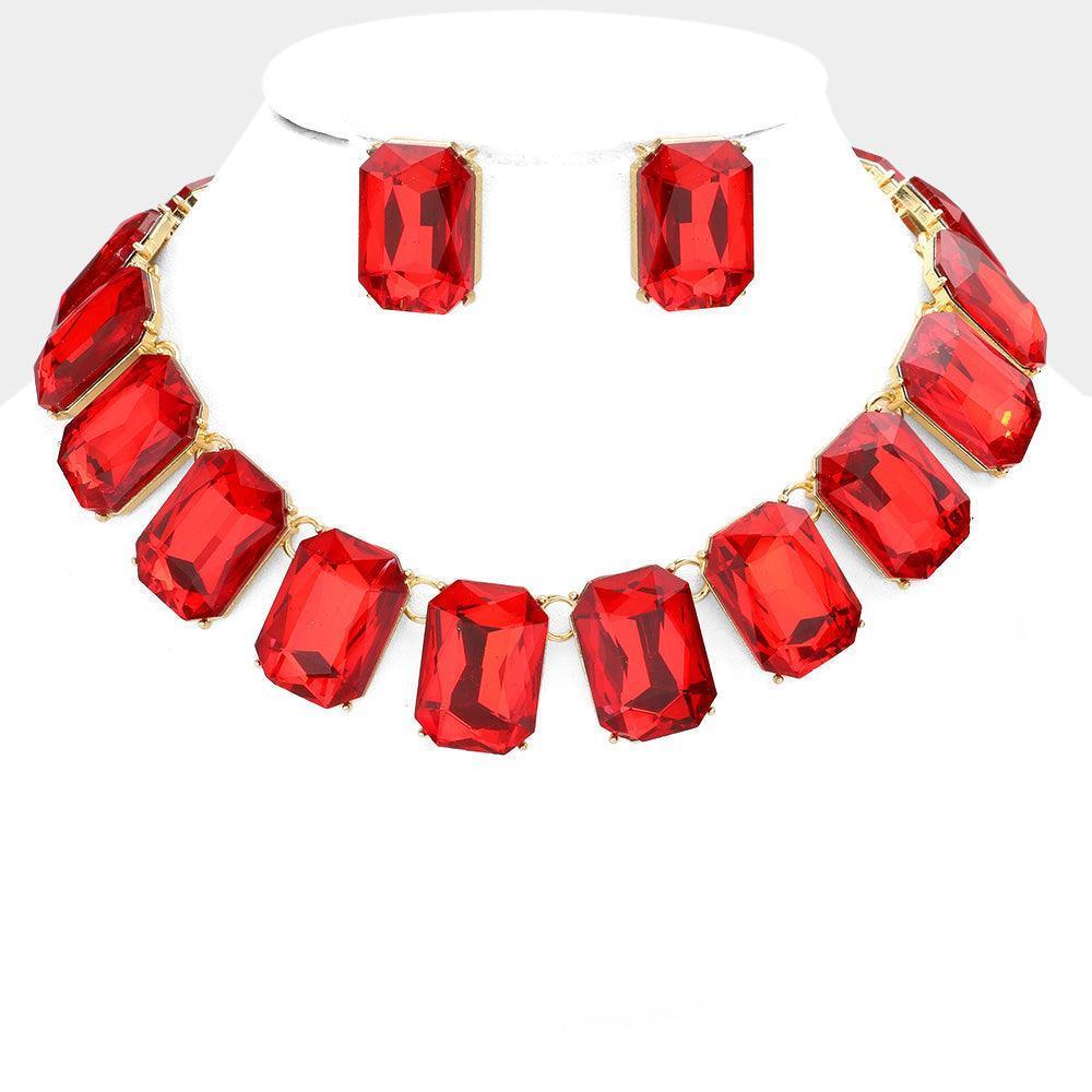 Emerald Cut Stone Link Evening Necklace - Jewelry Store by Erik Rayo