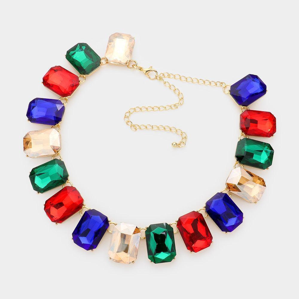 Emerald Cut Stone Link Evening Necklace - Jewelry Store by Erik Rayo