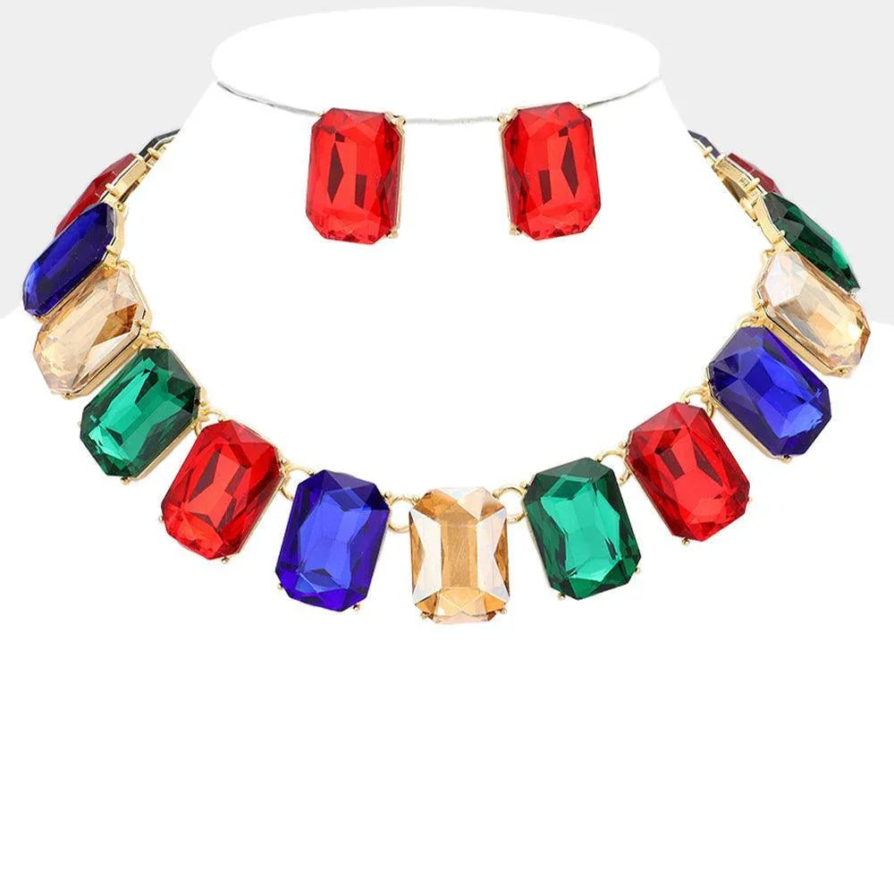 Emerald Cut Stone Link Evening Necklace - Jewelry Store by Erik Rayo