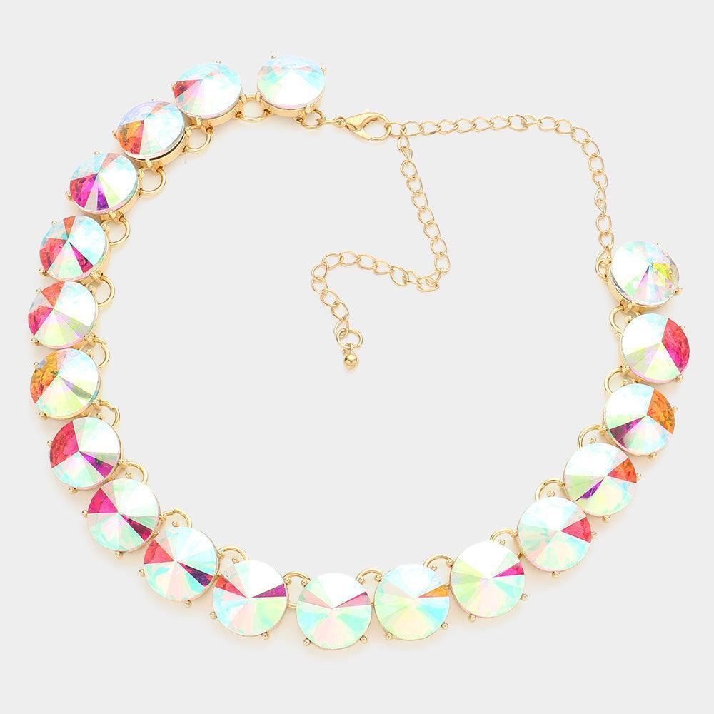 Gold Round Stone Link Evening Necklace - Jewelry Store by Erik Rayo
