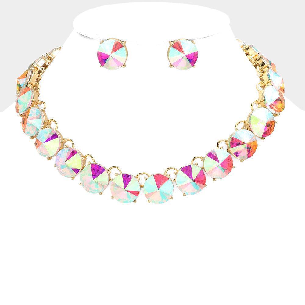 Gold Round Stone Link Evening Necklace - Jewelry Store by Erik Rayo