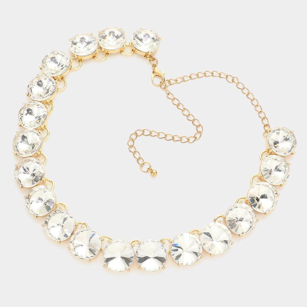 Gold Round Stone Link Evening Necklace - Jewelry Store by Erik Rayo
