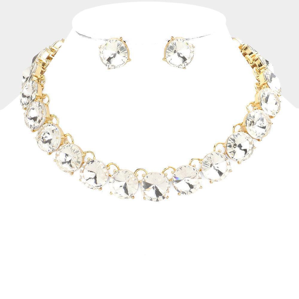 Gold Round Stone Link Evening Necklace - Jewelry Store by Erik Rayo