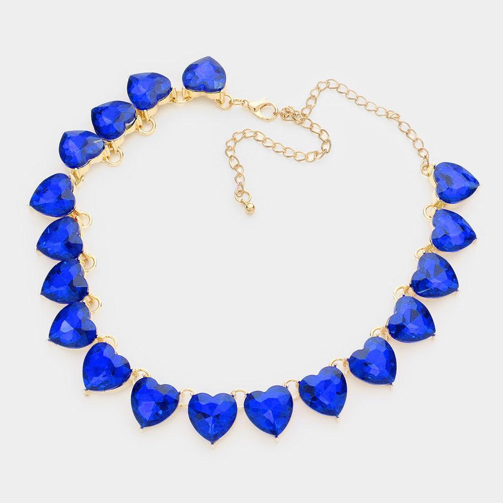 Gold Heart Stone Link Evening Necklace - Jewelry Store by Erik Rayo