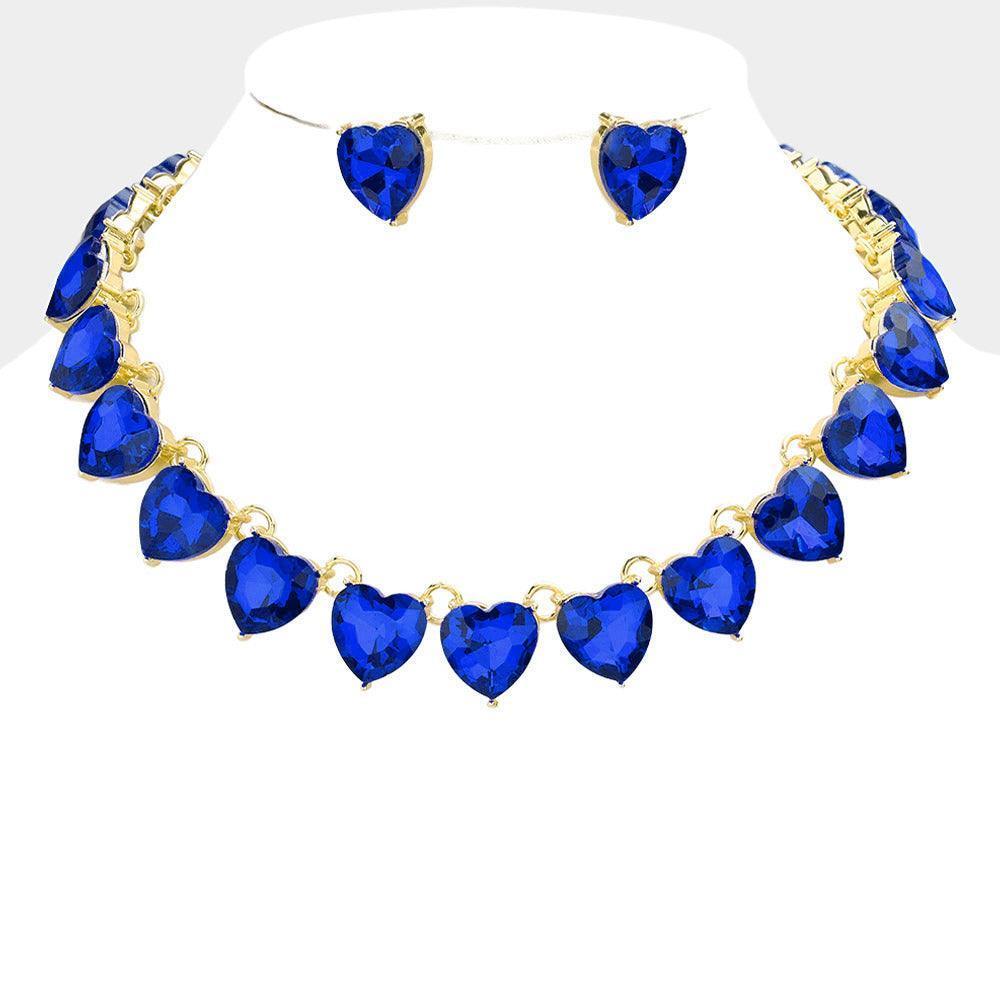 Gold Heart Stone Link Evening Necklace - Jewelry Store by Erik Rayo