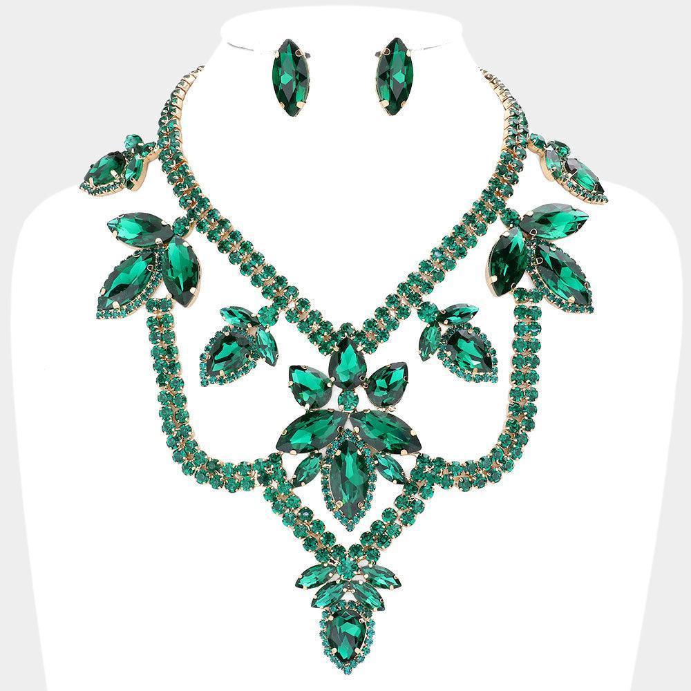 Teardrop Marquise Stone Accented Draped Evening Necklace - Jewelry Store by Erik Rayo