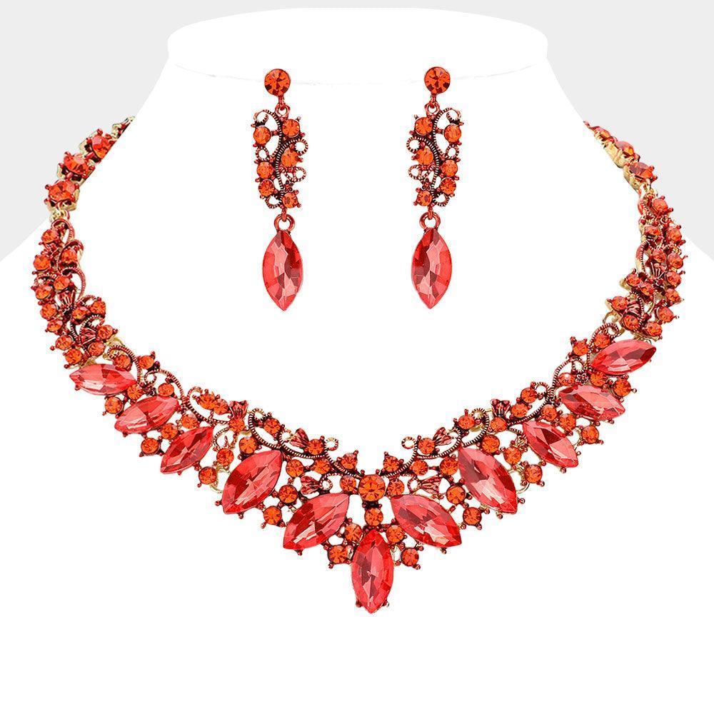 Gold Marquise Stone Accented Evening Necklace - Jewelry Store by Erik Rayo