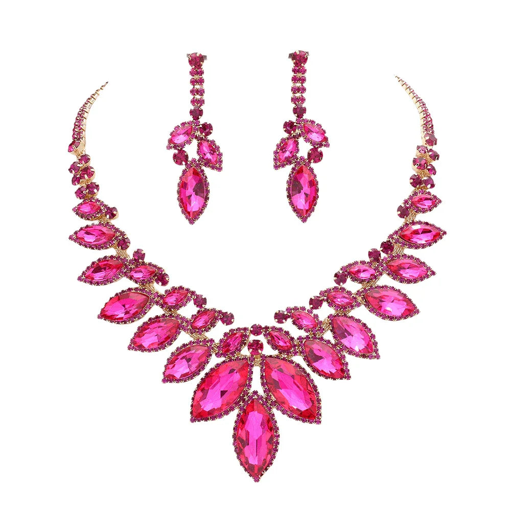 Fuchsia Marquise Stone Accented Evening Necklace - Jewelry Store by Erik Rayo