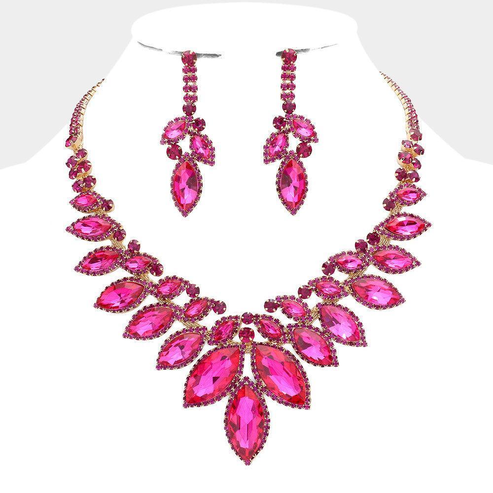 Fuchsia Marquise Stone Accented Evening Necklace - Jewelry Store by Erik Rayo