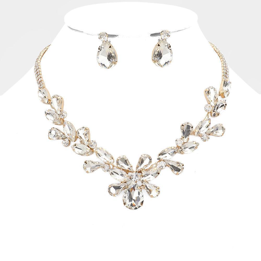 Gold Marquise Teardrop Cluster Evening Necklace - Jewelry Store by Erik Rayo