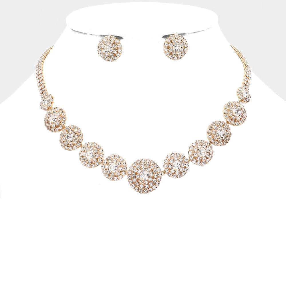 Gold Round Stone Centered Evening Necklace - Jewelry Store by Erik Rayo