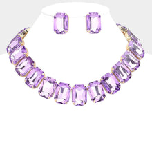 Load image into Gallery viewer, Lavender Emerald Cut Stone Collar Evening Necklace
