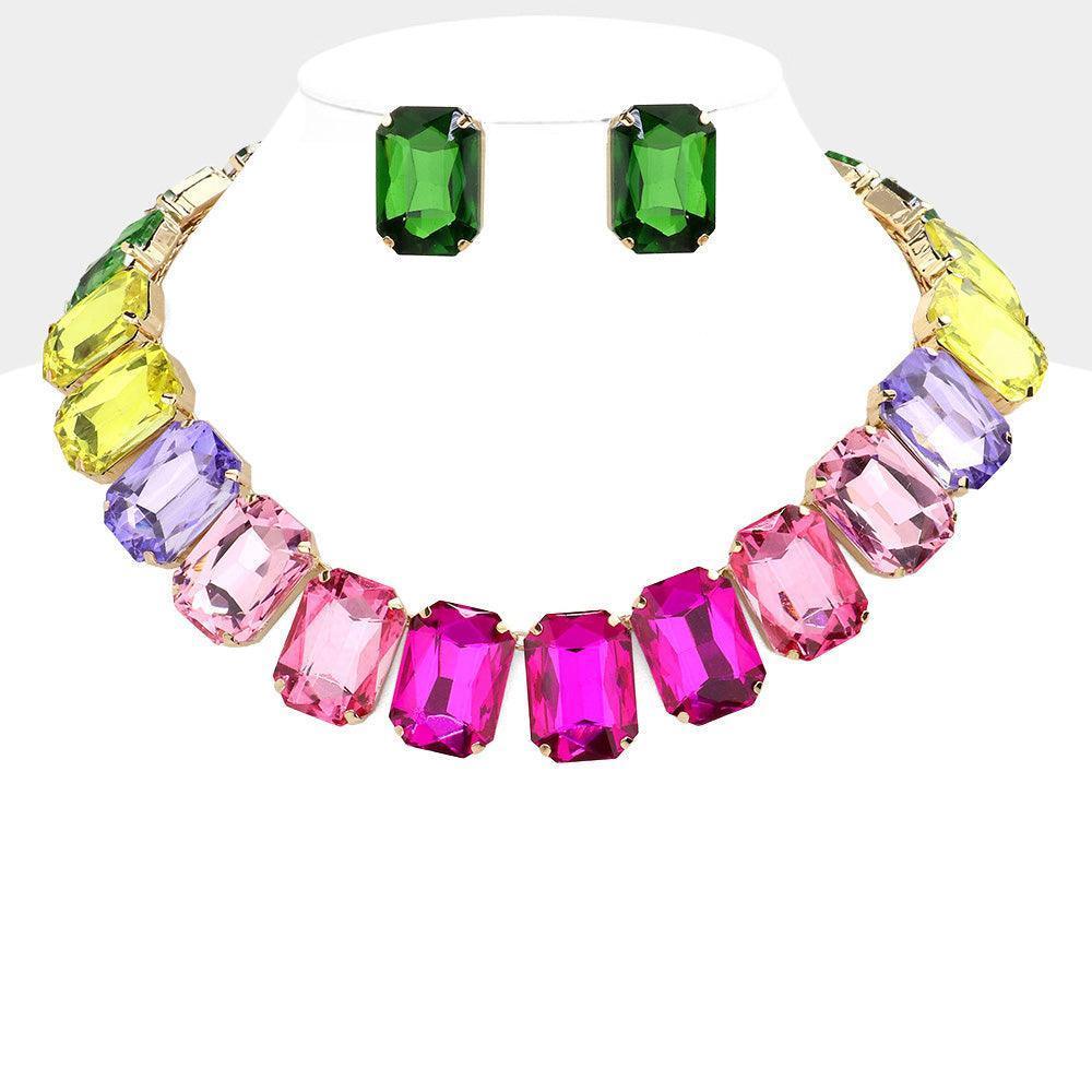 Emerald Cut Stone Collar Evening Necklace - Jewelry Store by Erik Rayo