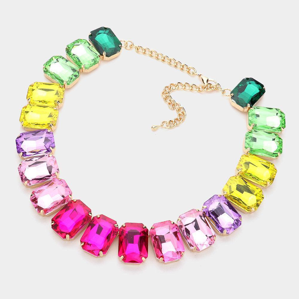 Emerald Cut Stone Collar Evening Necklace - Jewelry Store by Erik Rayo