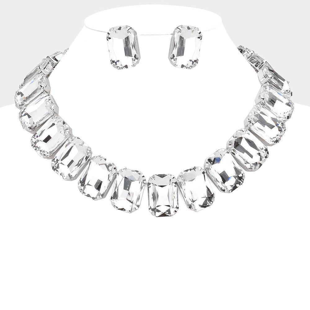 Emerald Cut Stone Collar Evening Necklace - Jewelry Store by Erik Rayo