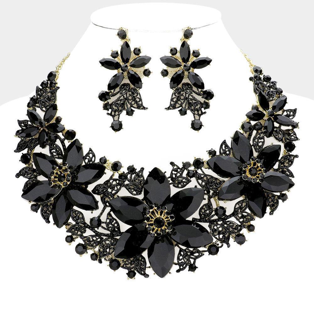Black Whimsical Glass Flower Necklace - Jewelry Store by Erik Rayo