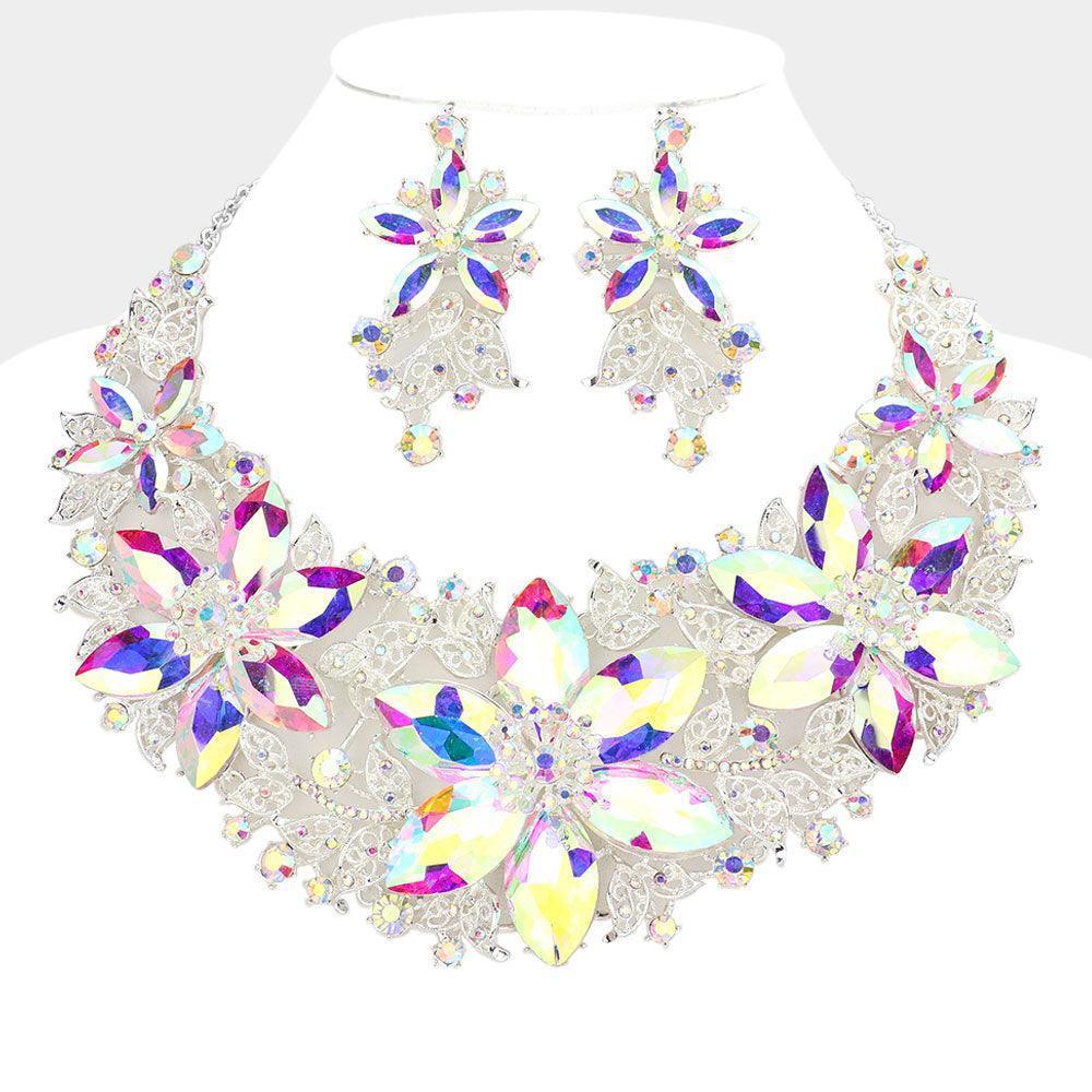 Silver Whimsical Glass Flower Necklace - Jewelry Store by Erik Rayo