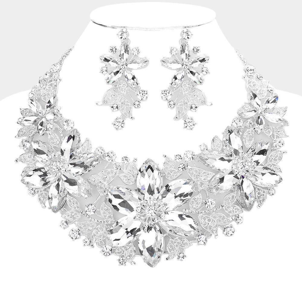 Silver Whimsical Glass Flower Necklace - Jewelry Store by Erik Rayo