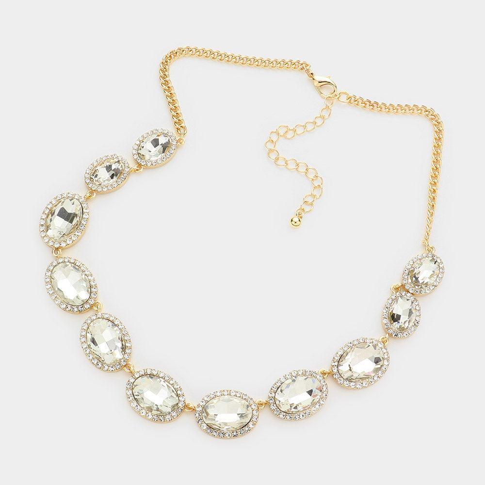 Gold Oval Stone Link Evening Necklace - Jewelry Store by Erik Rayo
