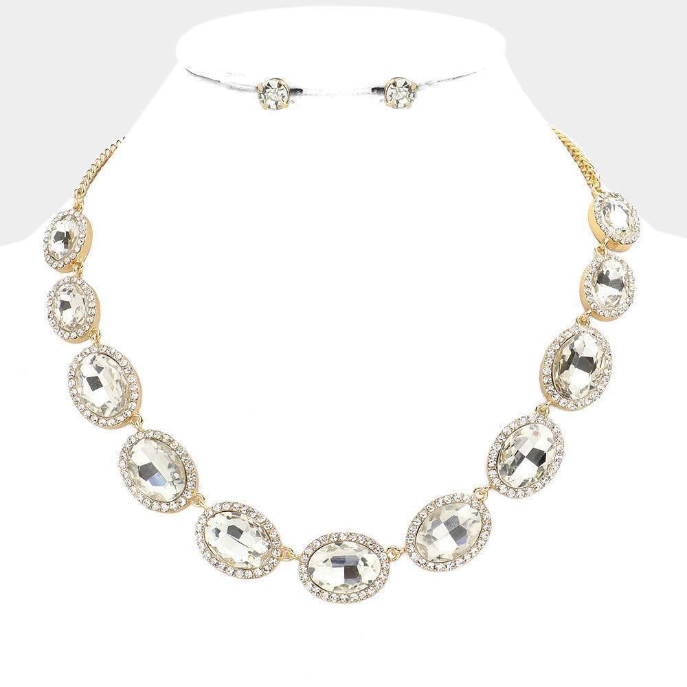 Gold Oval Stone Link Evening Necklace - Jewelry Store by Erik Rayo
