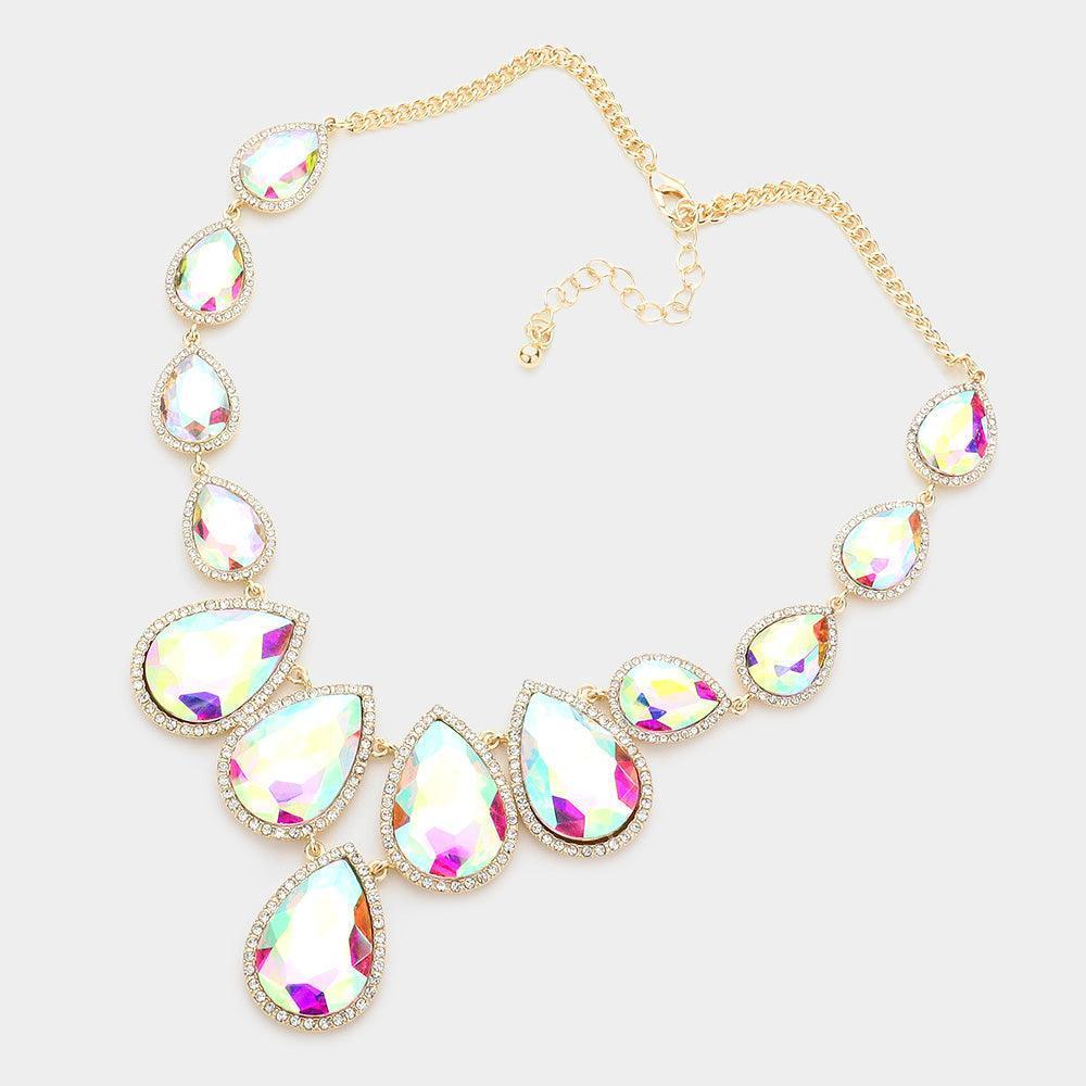Gold Teardrop Stone Link Evening Necklace - Jewelry Store by Erik Rayo