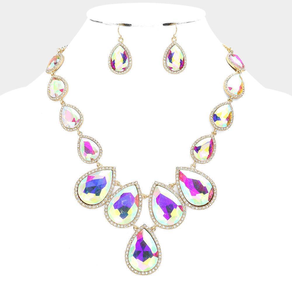 Gold Teardrop Stone Link Evening Necklace - Jewelry Store by Erik Rayo