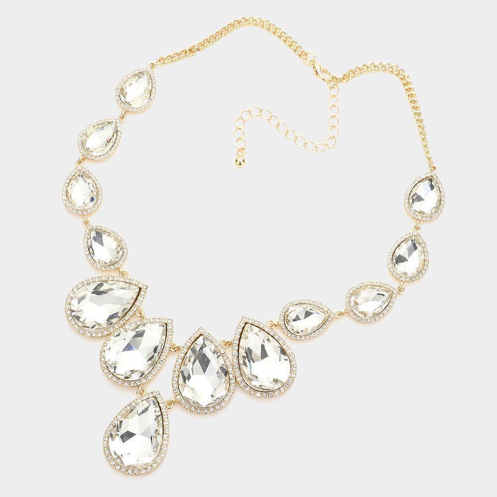 Gold Teardrop Stone Link Evening Necklace - Jewelry Store by Erik Rayo