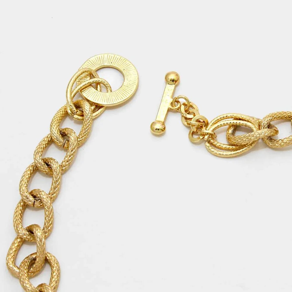 Gold Pave Trim Glass Crystal Link Necklace - Jewelry Store by Erik Rayo
