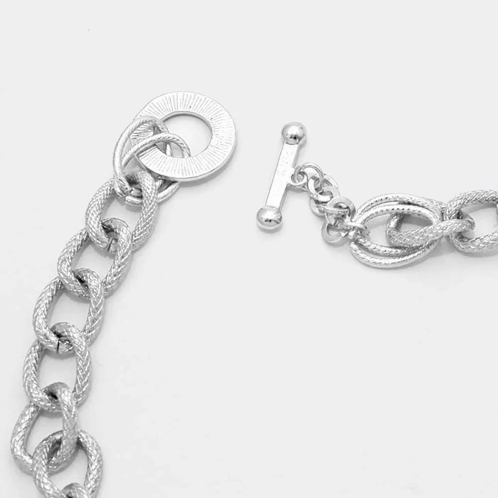 Clear Pave Trim Glass Crystal Link Necklace - Jewelry Store by Erik Rayo