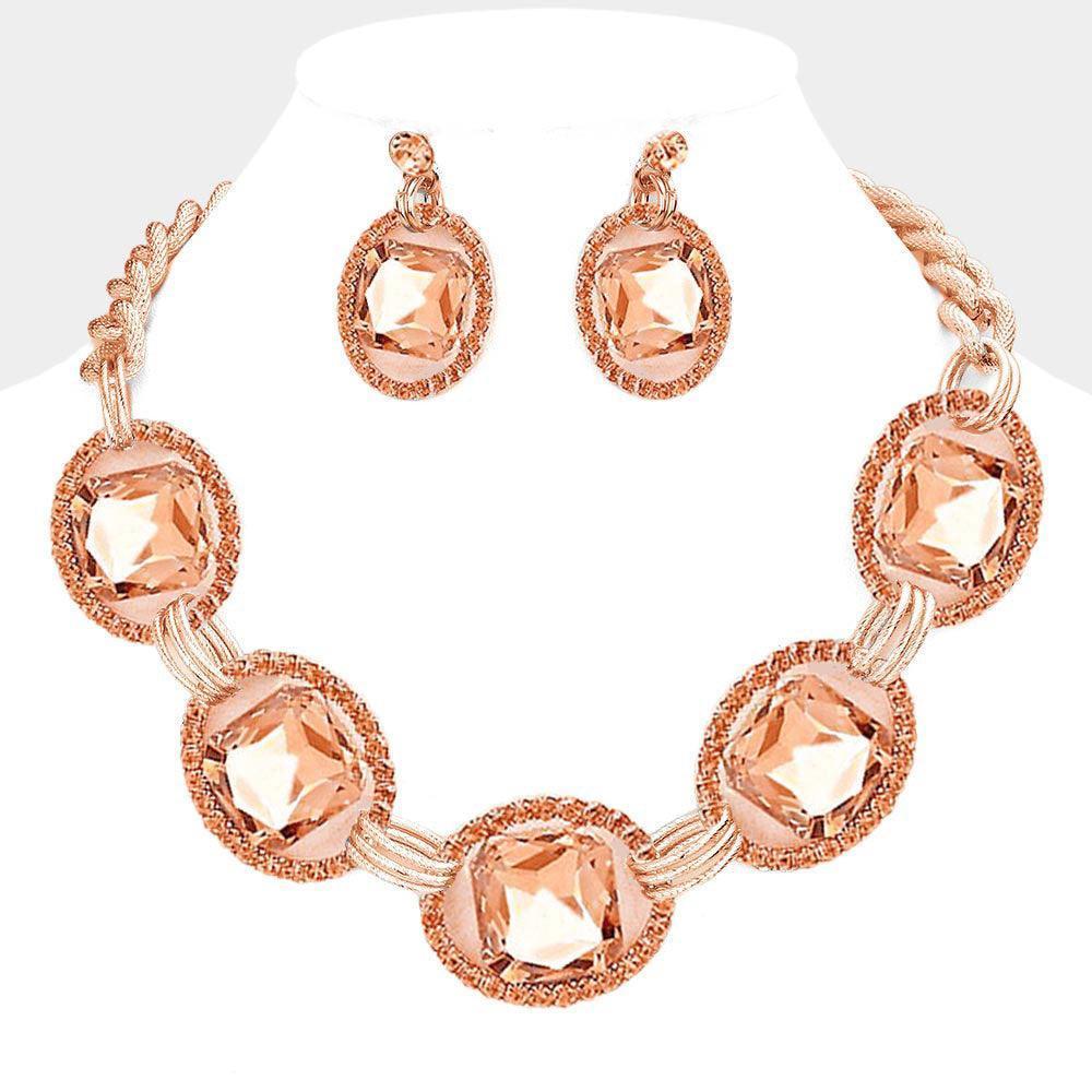 Gold Pave Trim Glass Crystal Link Necklace - Jewelry Store by Erik Rayo