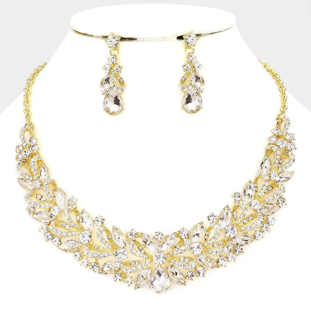 Gold Multi Stone Cluster Evening Necklace - Jewelry Store by Erik Rayo