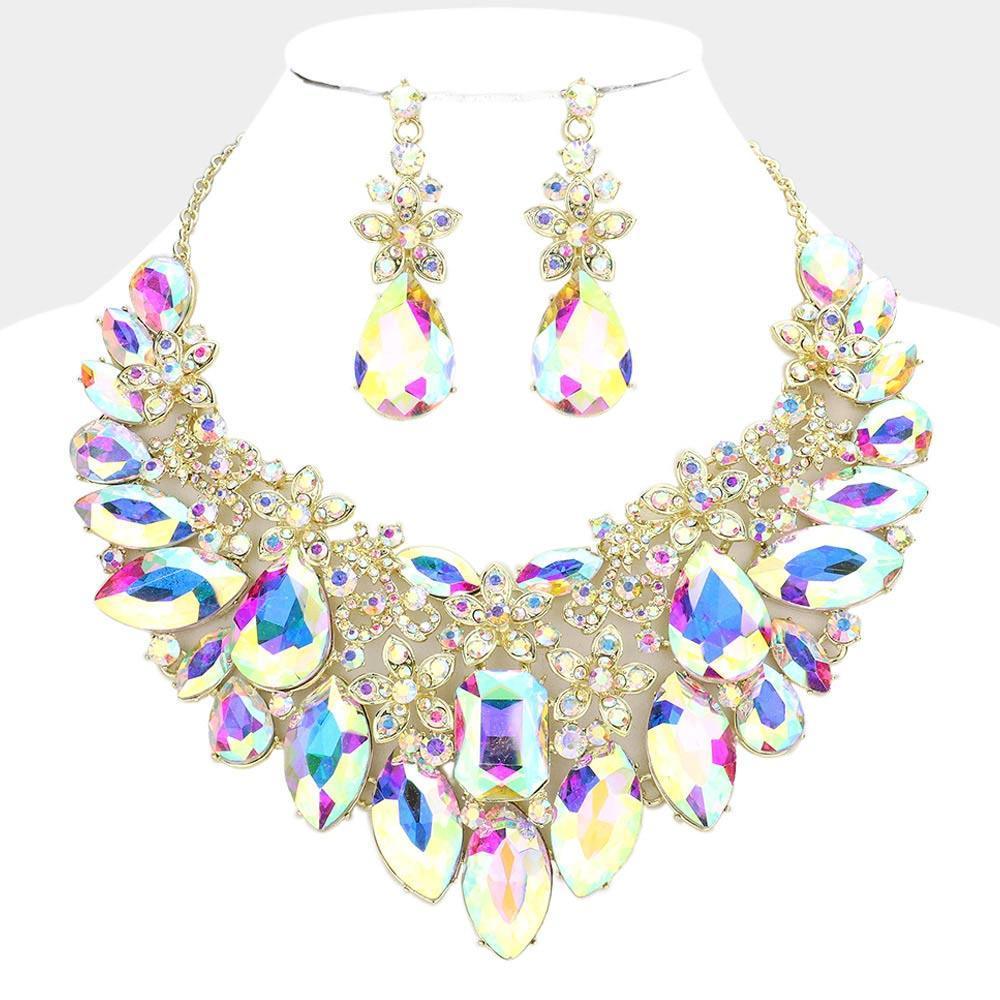 Gold Multi Stone Cluster Evening Necklace - Jewelry Store by Erik Rayo