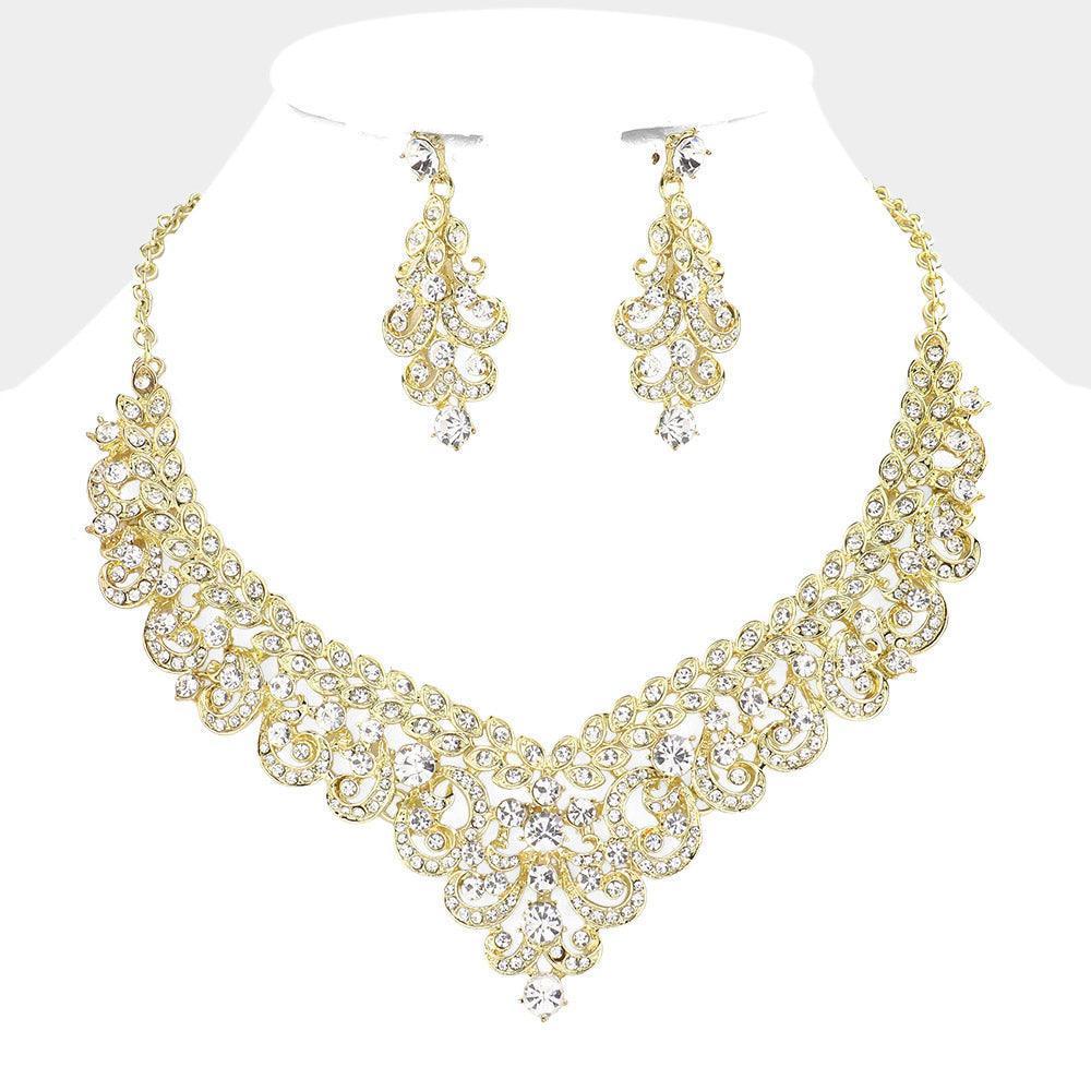 Gold Bubble Stone Embellished Leaf Cluster Necklace - Jewelry Store by Erik Rayo