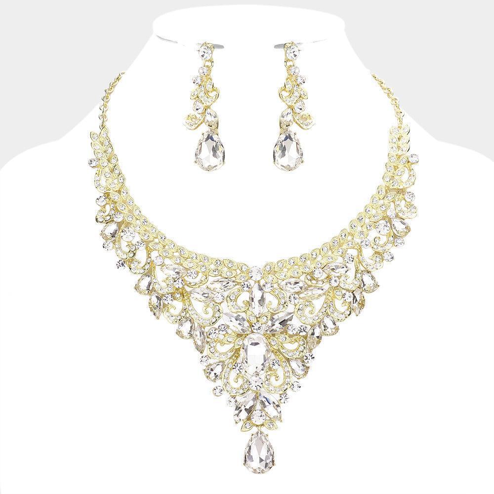 Gold Multi Stone Embellished Evening Necklace - Jewelry Store by Erik Rayo