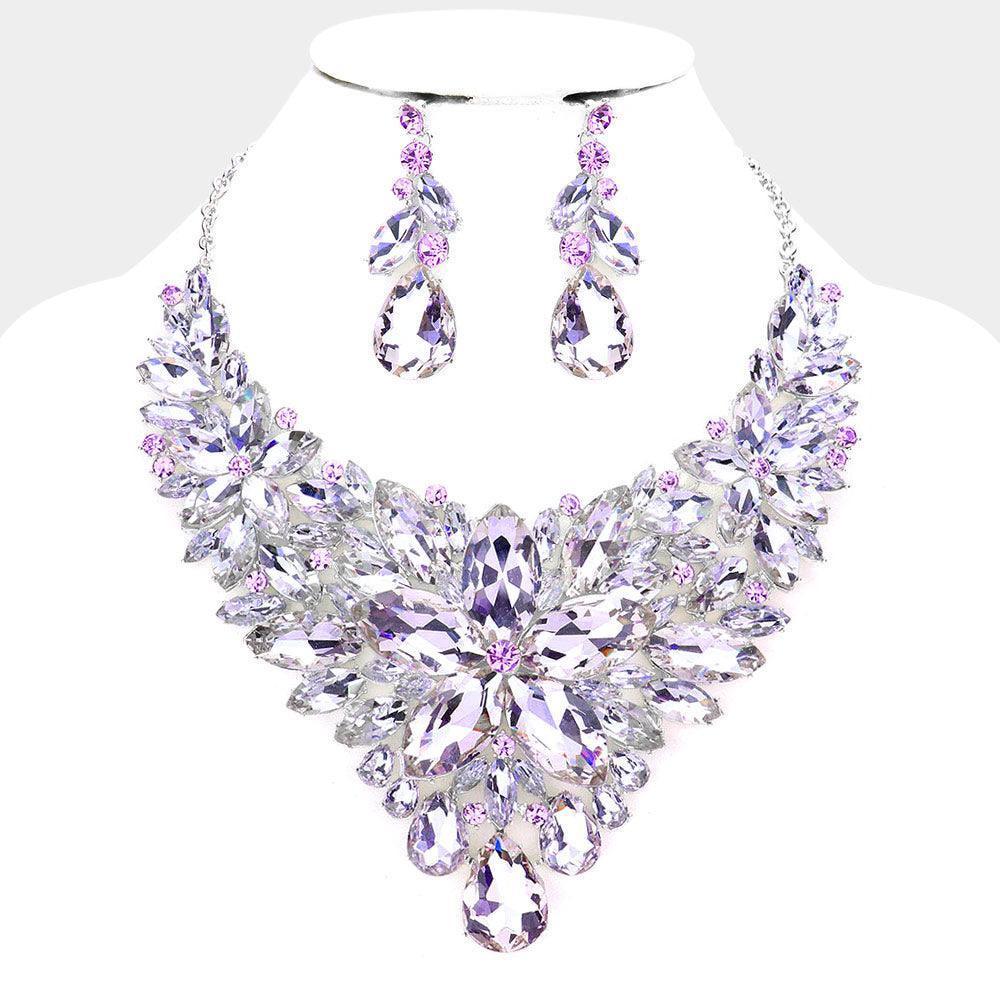Amethyst Marquise Stone Flower Cluster Accented Evening Necklace - Jewelry Store by Erik Rayo