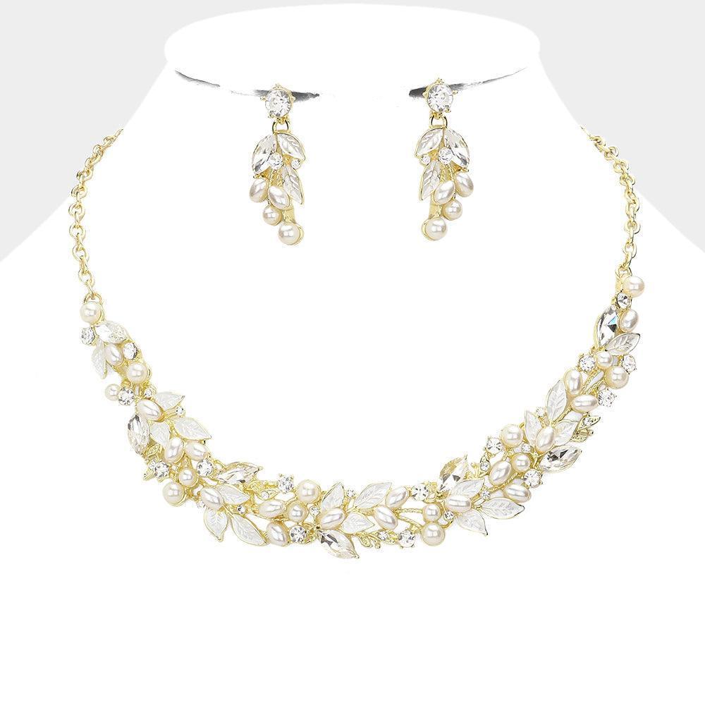 Cream Pearl Leaf Evening Necklace - Jewelry Store by Erik Rayo