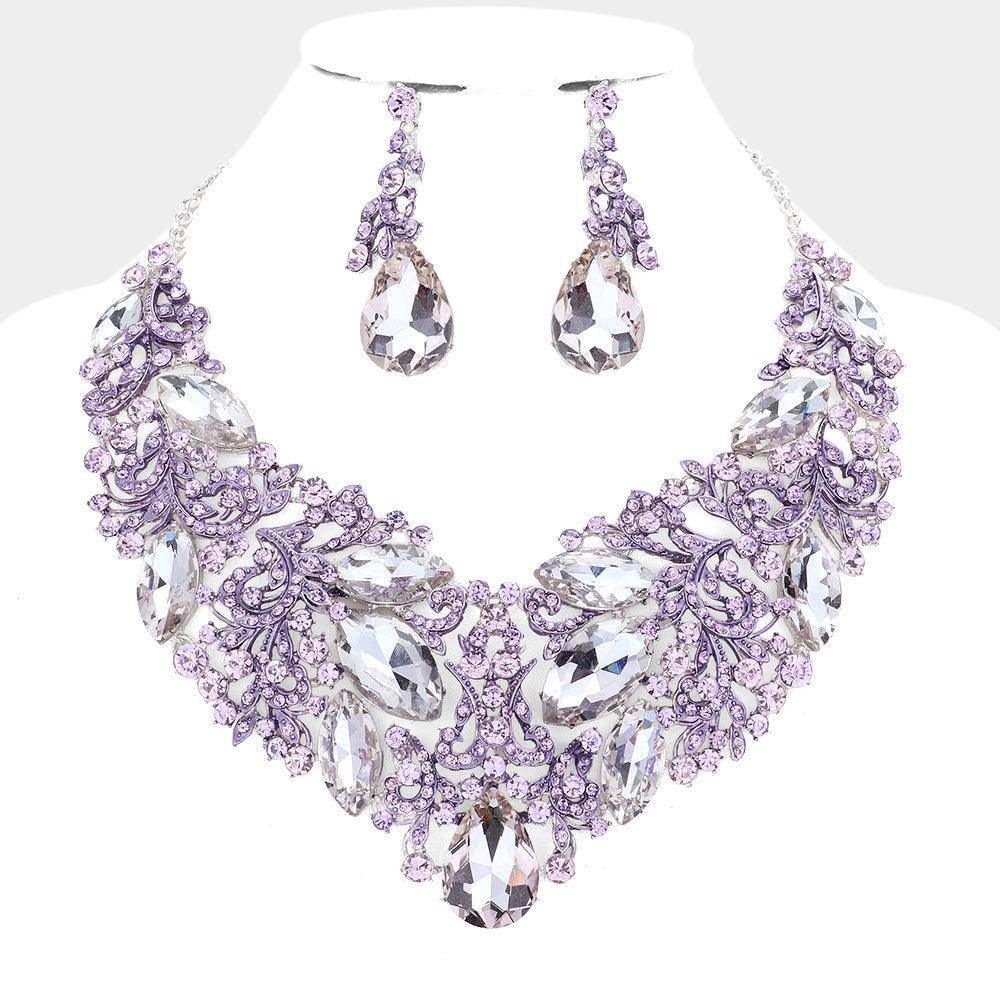 Amethyst Marquise Teardrop Stone Accented Statement Evening Necklace - Jewelry Store by Erik Rayo