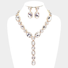 Load image into Gallery viewer, Gold Glass Crystal Rhinestone Y Evening Necklace
