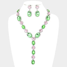 Load image into Gallery viewer, Pink Glass Crystal Rhinestone Y Evening Necklace
