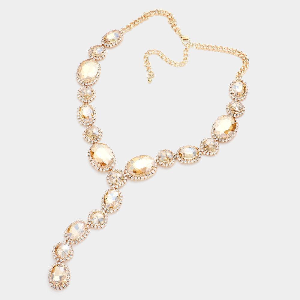 Glass Crystal Rhinestone Y Evening Necklace - Jewelry Store by Erik Rayo