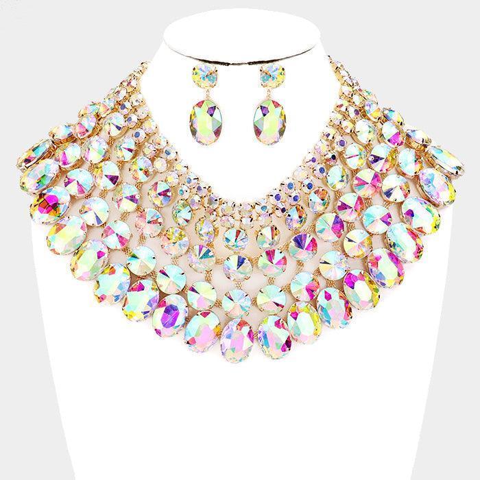 Gold Crystal Glass Bib Statement Necklace - Jewelry Store by Erik Rayo