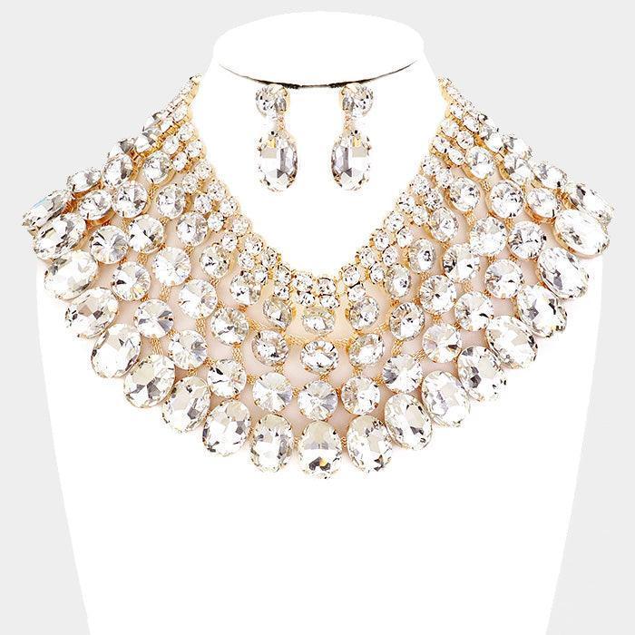 Clear Crystal Glass Bib Statement Necklace - Jewelry Store by Erik Rayo