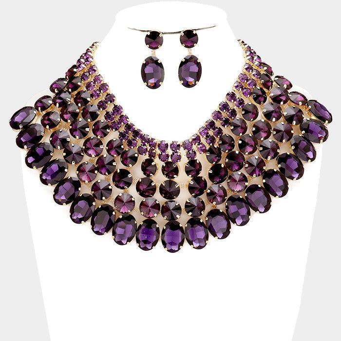 Gold Crystal Glass Bib Statement Necklace - Jewelry Store by Erik Rayo