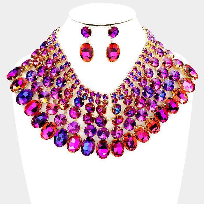 Crystal Glass Bib Statement Necklace - Jewelry Store by Erik Rayo