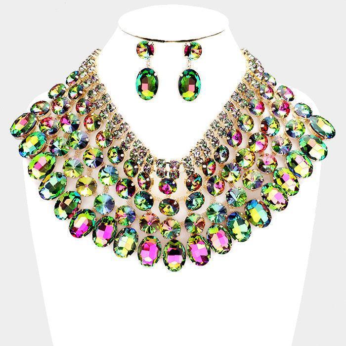 Crystal Glass Bib Statement Necklace - Jewelry Store by Erik Rayo