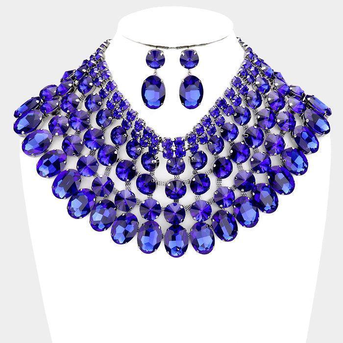 Blue Crystal Glass Bib Statement Necklace - Jewelry Store by Erik Rayo