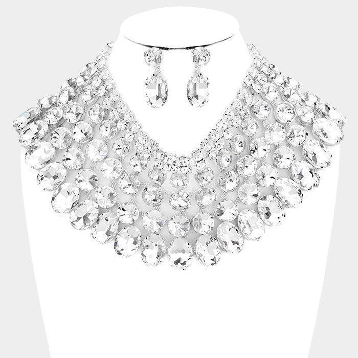 Clear Crystal Glass Bib Statement Necklace - Jewelry Store by Erik Rayo